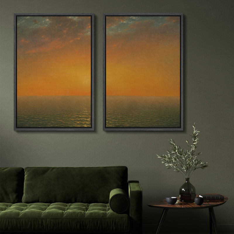 Sunset Serenity Over Ocean Vibrant Nature Nature Wilderness Illustrations Rustic Decor, Noir, H 24 po x l 16 po