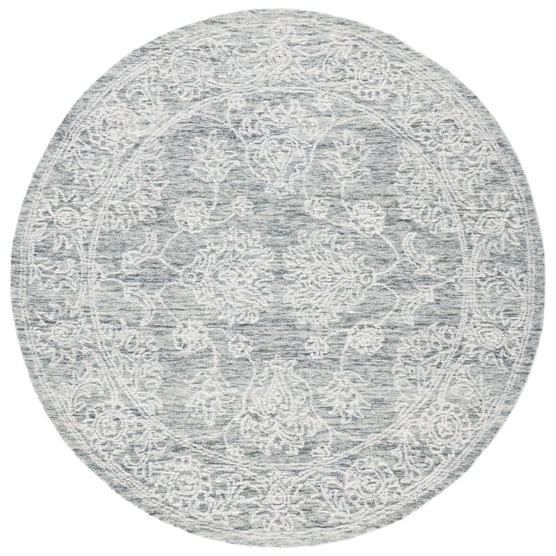 Amatury Hand Tufted Wool/Cotton Oriental Rug in Gray/Beige, Round 6'