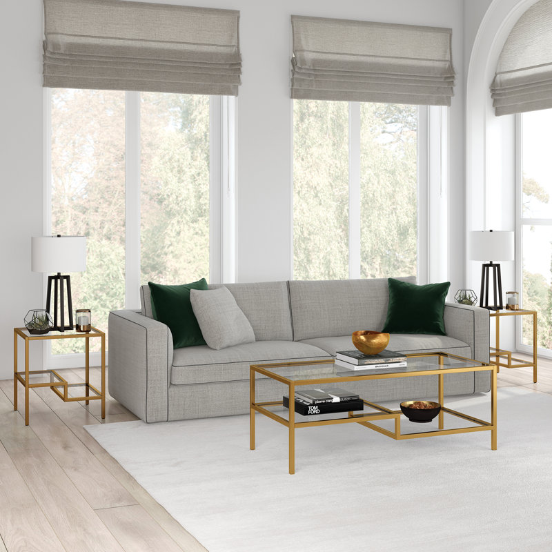Table basse rectangulaire en laiton Lovett, Laiton, H 17 po x L 45 po x l 20 po