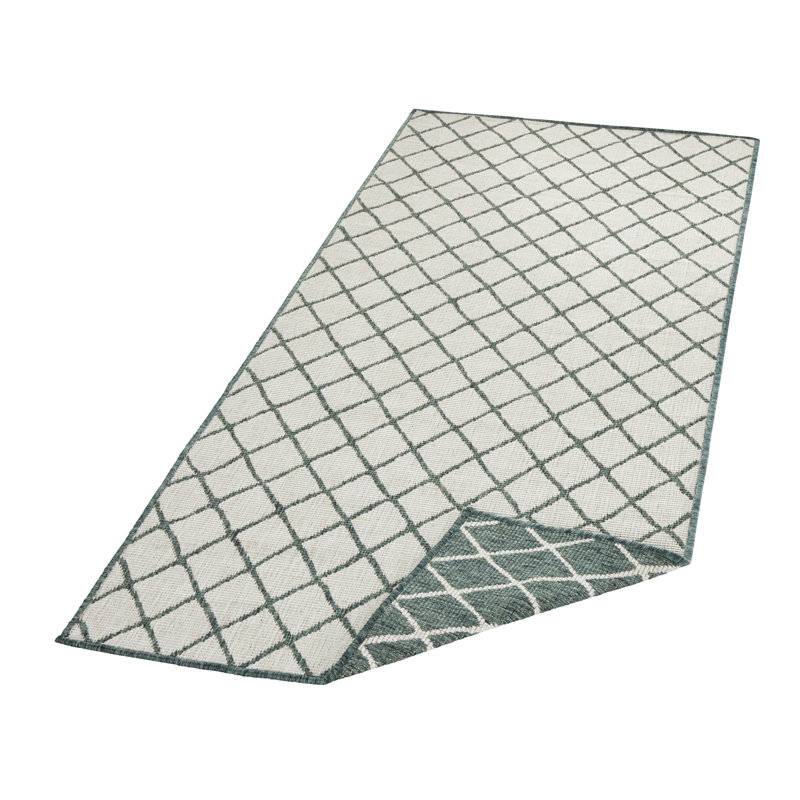 Malaga Flatweave Green/Light Grey Rug, Runner 80 x 250 cm