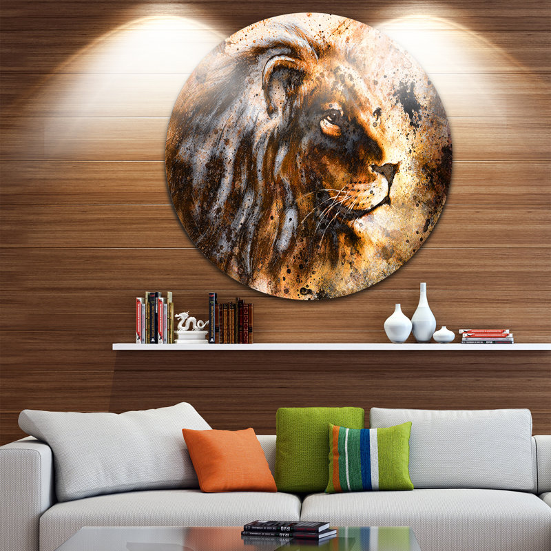 «Lion Collage - Animal Circle», art mural, H 38 po x l 38 po x P 1 po, Métal