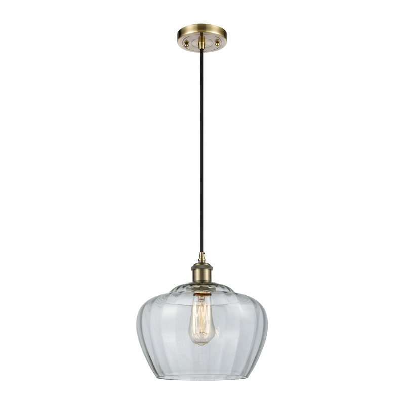 Mini-luminaire suspendu 1 lumière à cordon 11 po Ballston Fenton, Clair, Ampoule non incluse