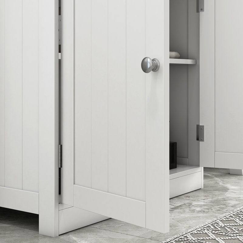 Armoire de salle de bain blanche 24 "pour lavabo sur piédestal | Rangement moderne avec un look chic, peu encombrant - construction 2 tablettes réglables Quincaillerie en acier inoxydable élégante - élégante