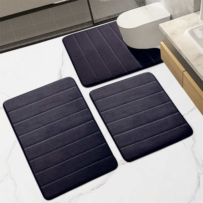 Carballeira Memory Foam Non-Slip Bath Rug, Dark Grey