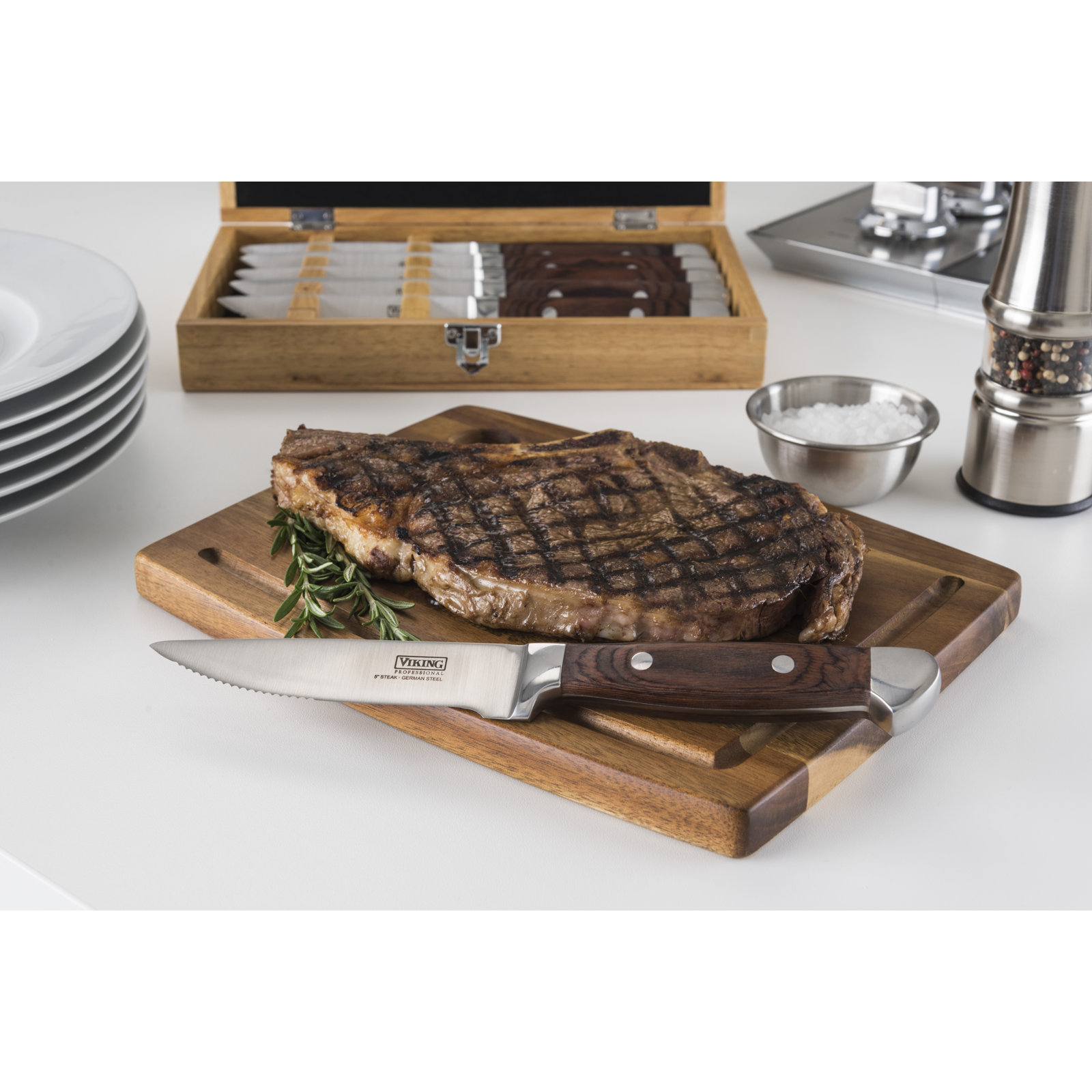 Viking 6-Piece Steakhouse Steak Knife Set, Red