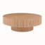 Table basse ronde en bois de 35,43 po de style tambour fabriqué à la main pour les petits espaces
