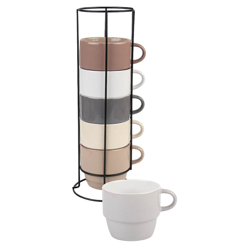 Ensemble de 6 tasses à café avec support