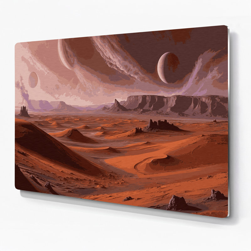 Art mural en métal Space Mars, H 240 po x l 288 po x P 0,05 po