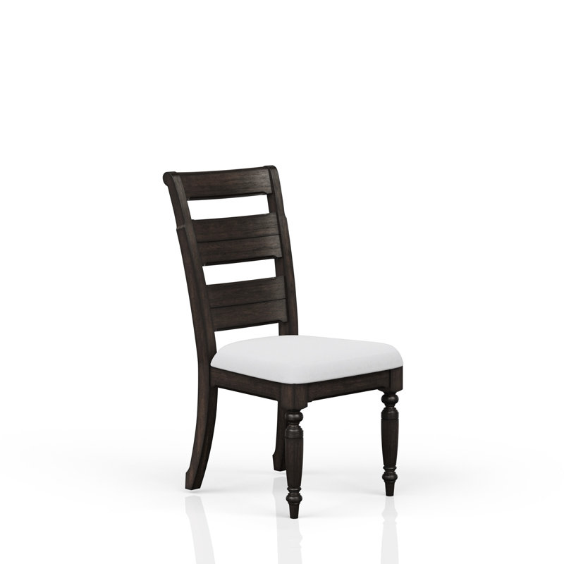 Chaise rembourrée à dossier échelle avec finition brun foncé intense et chocolat chaud