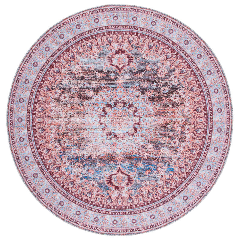 Hallel Performance Machine Washable Oriental Rug, Round 6'7"