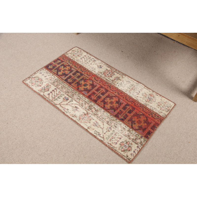 Vintage Turkish Rug In Oushak Style Acts As A Colorful Door Mat And Beige Area Rug For Home