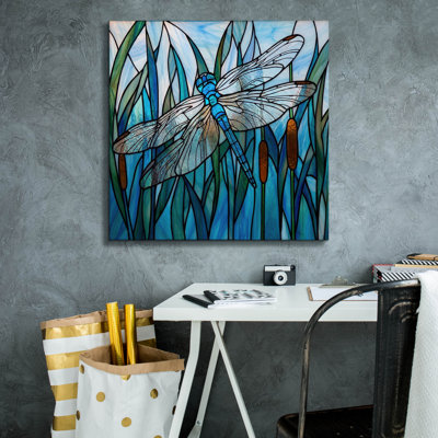  'Stained Glass Dragonfly' by Rich Monet Canvas Wall Art, 26" x 26"