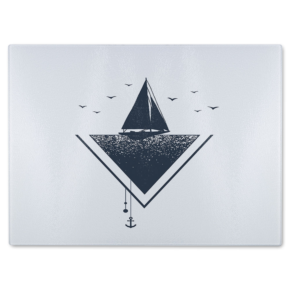 Sailboat At Sea Glass Chopping Board