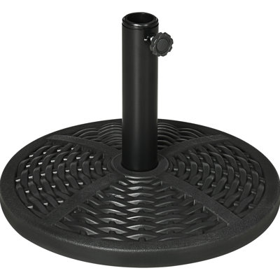 Style Umbrella Base, 18" Round, Black And Stable Cement-filled Holder, 21 Lbs., With