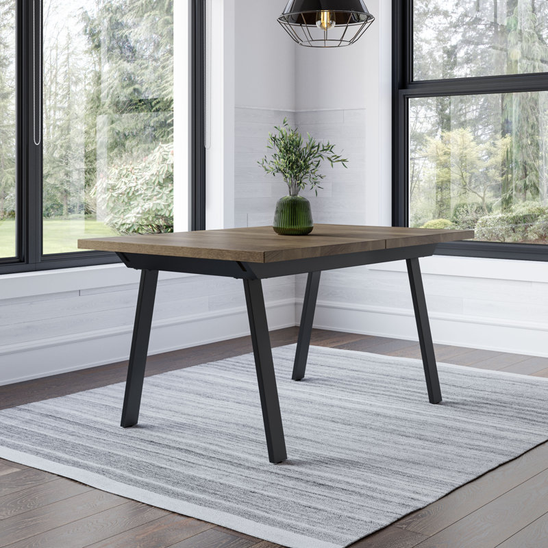 Thorma Solid Wood Extendable Dining Table, Beige Wood