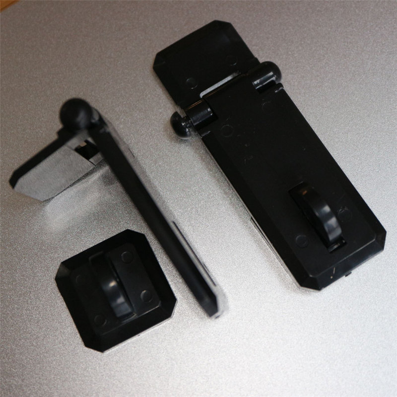 Black Acrylic Hinged Hasp and Staple Hasps, Plastic 60x27x18mm.Tanks, Displays