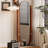 Mid-Century Brown Solid Wood Full-Length Mirror