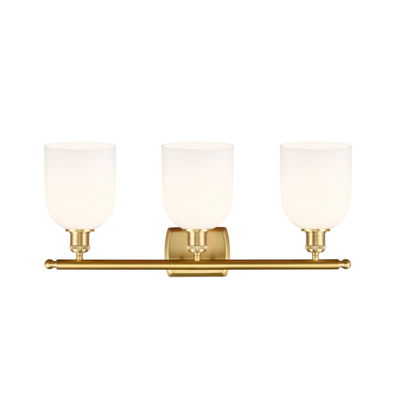 Anacaren 3 - Light Dimmable Vanity Light, Glossy White, Satin Gold