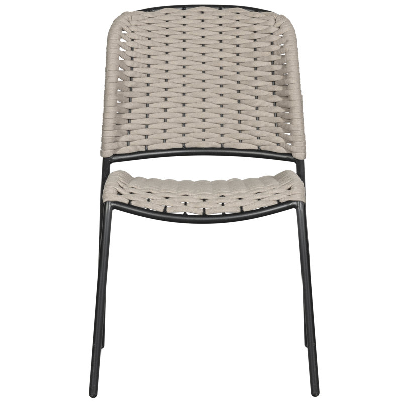 Taku Patio Dining Side Chair, Beige/Black