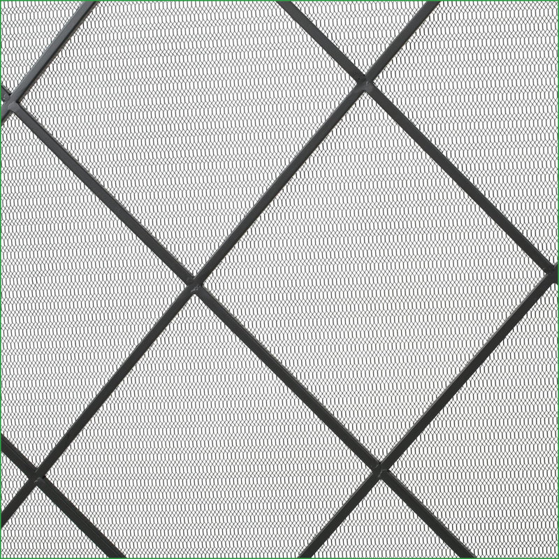 Pare-étincelles, panneau minimaliste à motif de losanges | Noir | Fer