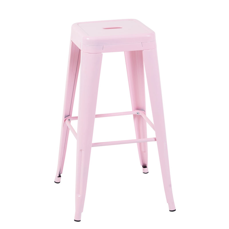4 tabourets de bar roses en métal sans dossier à hauteur de comptoir de 30 po pour îlot de cuisine - métal, installation rapide, assemblage d'outils à cadre stable, sièges