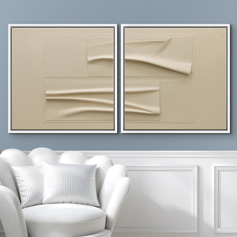 Reproduction d'art moderne moderne sur toile neutre, H 16 po x l 16 po, Cadre flottant blanc