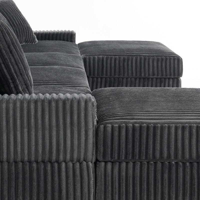 6 Seater Seating Component, Grey Faux Fur