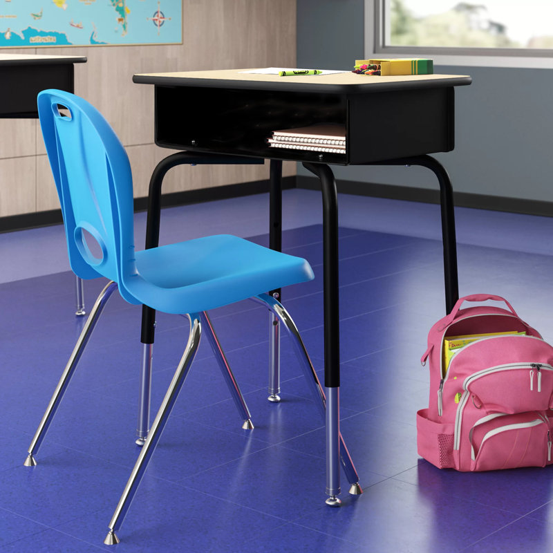 Adjustable Height Black and Natural Wood Student Desk