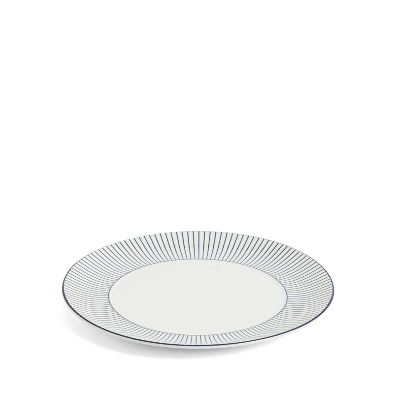 Gio Blue 9.3in Plate Pinstripe, Blue/White