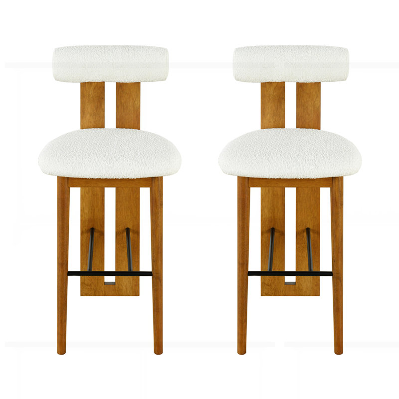 Ensemble de 2 tabourets de bar rembourrés en bois Renee