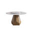 Ensemble de table de salle à manger moderne en marbre 53 "avec base en métal, design rotatif, blanc