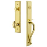 Carré Handleset with Single Cylinder Deadbolt and Grande Victorian Door Knob and Rosette
