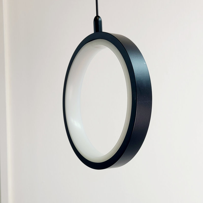 Luminaire suspendu géométrique à 1 lumière Lauri, H 6,3 po x l 6,3 po x P 0,8 po, Noir mat