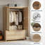 Armoire de rangement 71 po en rotin Boho, armoire en bois d'ingénierie avec tringle, tiroirs, armoire de rangement moderne