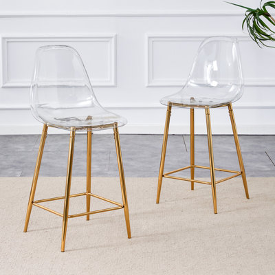 Tabourets de bar modernes de 25,6 po de hauteur comptoir avec sièges transparents et cadres en métal