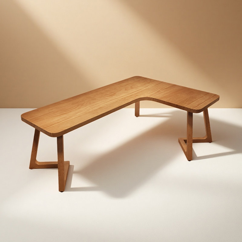 Rustic Solid Wood L - Shaped Desk, 29.53" H x 78.74" W x 55.12" D