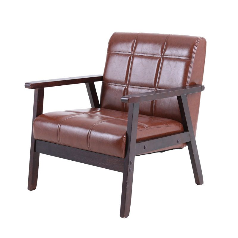 Fauteuil capitonné de 22 po de largeur, Simili cuir rouge