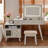 3-In-1 Vanity Desk With Lighted Flip-Top Mirror & Adjustable Cabinet, Makeup Dressing Table With Stool, Dresser With Drawers For Bedroom, White