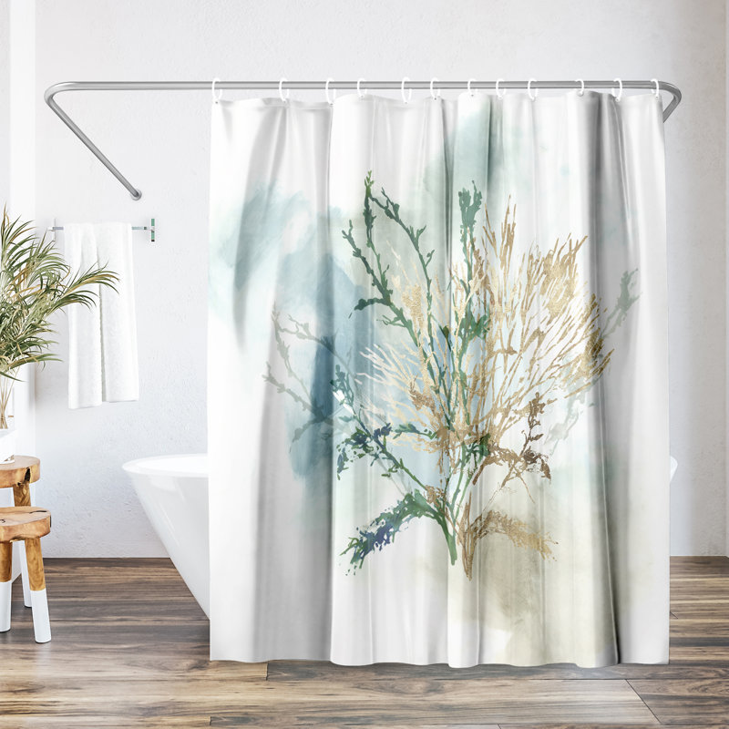 Rideau de douche Coastal Green Coral II par PI Creative Art