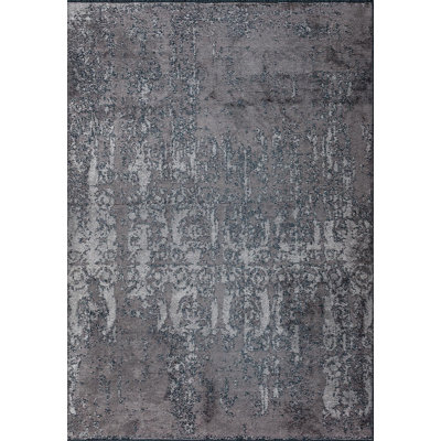 Rapture Damask Area Rug in Gray