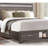 Contemporary Queen Platform Bed With Gray Upholstery, Silver Glitter Trim And Bedroom Storage Decor, Upholstered Headboard Drawers