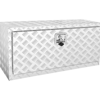 Coffret de rangement robuste en aluminium à carreaux, 91 x 43 x 46 cm, étanche, verrouillable, avec poignée en T, pour camion, fourgonnette ou remorque. Coffret de rangement de 91 x 43 x 46 cm, avec serrure et clés. Utilisation du véhicule.