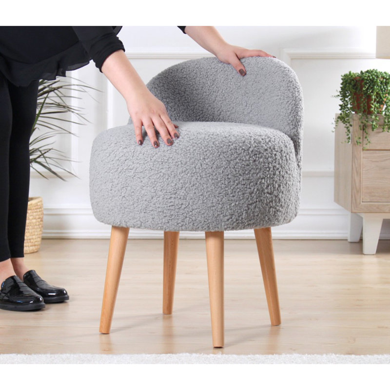 Corbett 48cm Wide Round Solid Colour Footstool Ottoman, Grey
