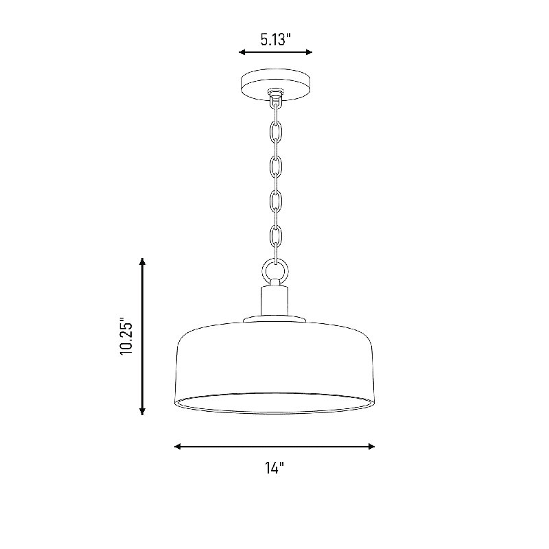 Luminaire suspendu en dome à 1 lumière, Blanc