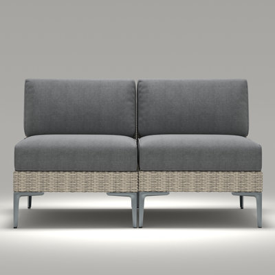  Chaises simples modulaires d'extérieur modernes en osier de rotin (ensemble de 2) avec coussins de 6 pouces d'épaisseur