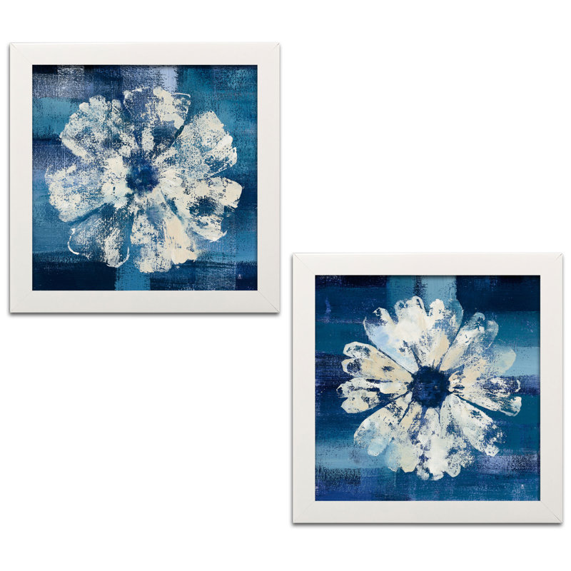«Ocean Bloom I» et «Ocean Bloom II», ensemble de 2 reproductions sur toile, Cadre blanc, H 12 po x l 12 po x P 0,75 po