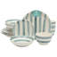 Service de table en grès 16 pièces Gibson Home Kenwood Shores, assiettes et bols peints à la main, service pour 4 - rayures bleues-114485490