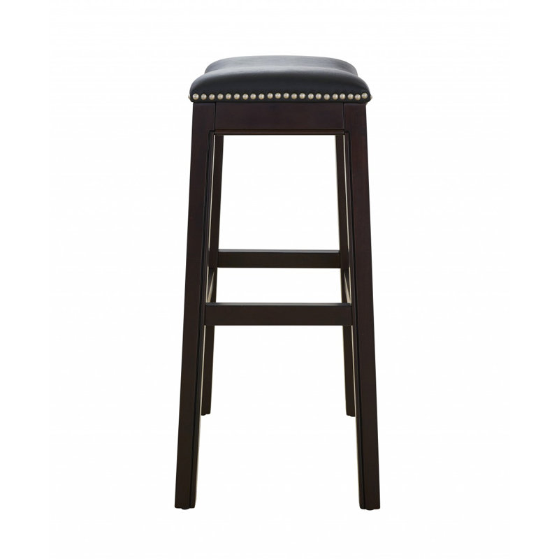 Hasitha Upholstered Counter Stool with Solid Wood Frame, Bar Stool (30" Seat Height), Black