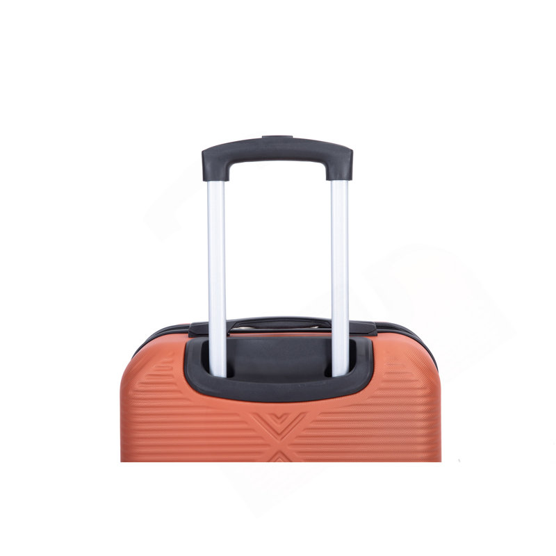 Valise 4 pièces légère en ABS, boîte de maquillage de 14 pouces, roues d'avions (14/20/24/28) orange foncé