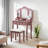 Sanlo Wooden Vanity Make Up Table And Stool Set, Rose Gold-650280783